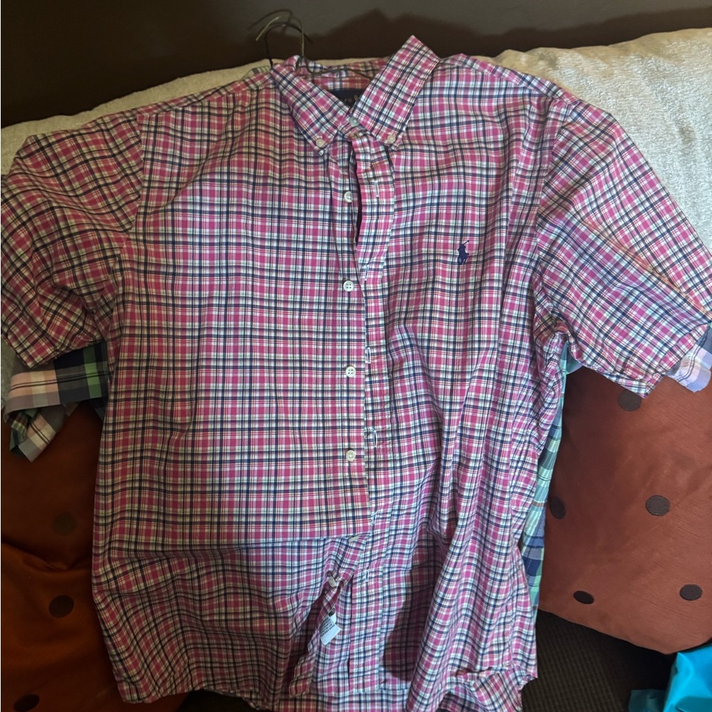 Bundle of 2 Polo by Ralph Lauren plaid short sleeve dress shirts